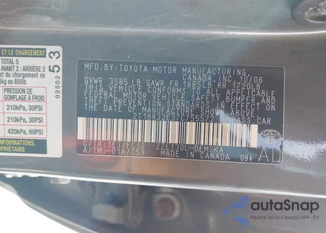 2007 Toyota Corolla S из США, поврежденный, VIN 2T1BR32E37C755572